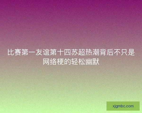 比赛第一友谊第十四苏超热潮背后不只是网络梗的轻松幽默